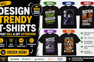 design trendy t shirts featuring quotes anime sports music and pets