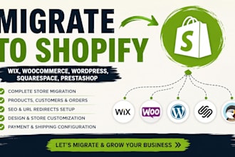 migrate wix woocommerce wordpress squarespace prestashop to shopify store