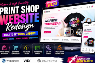 redesign a print shop website, printing company website, print on demand website
