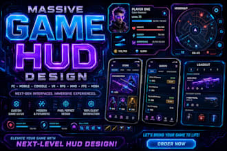 design professional game UI hud UX mobile and PC game interface