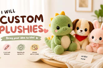 create handmade custom crochet plushie, amigurumi, stuffed animal, kawaii toy