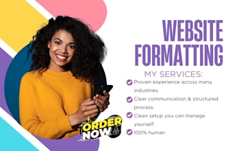 create website design and wordpress website formatting edit virtual assistance