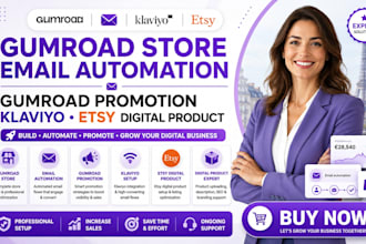 gumroad store email automation gumroad promotion klaviyo etsy digital product