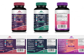 create supplement bottle rendering, vitamin jar packaging, vial label design