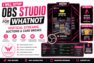 setup obs studio for whatnot vertical streams, auctions and card breaks