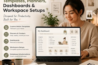 custom notion template expert notion planner notion workspace dashboard setup