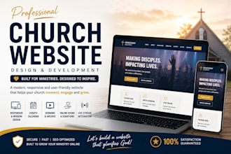 build a wordpress church website for ministries, church flyer and poster swiftly