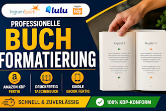 ich formatiere manuskripte, KDP bücher, kindle ebooks und taschenbücher