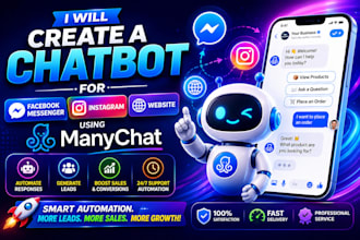 create a chatbot for facebook messenger instagram website using manychat
