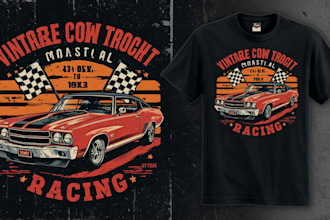create vintage automotive tshirt design for racing