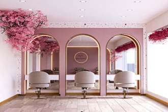 design 3d beauty salon interior, 3d decor, retail store, clinic, 3d render