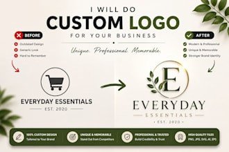 do custom logo and busniess card for you busniess