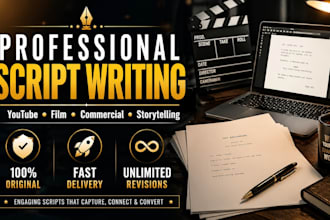 be your script writer for youtube, film and storytelling