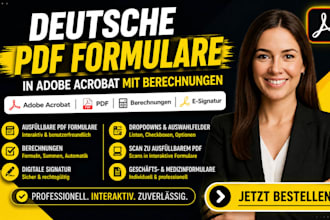 create german interactive fillable PDF forms in adobe acrobat with calculations