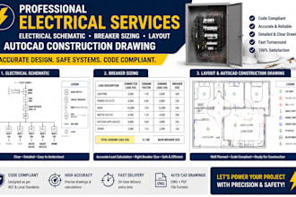 provide electrical schematic breaker sizing layout autocad construction drawing