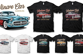 customize classic, vintage car for illustration for t shirt