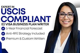 write a professional e2 visa business plan with 5 year financials