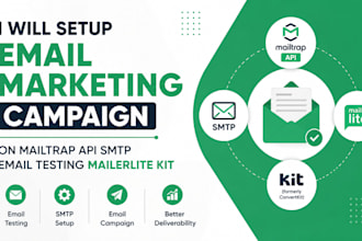 setup email marketing camaign on mailtrap api SMTP email testing mailerlite kit