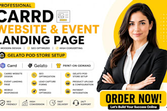 design carrd event landing page SEO gelato product carrd co website pod store