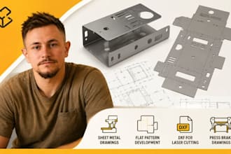 sheet metal drawings, flat pattern, dxf for laser cutting, press brake