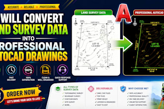 convert land survey data into professional autocad drawings