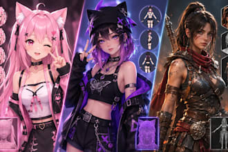 create 3d character models for vtuber, anime, 3d rigging and vroid in my style