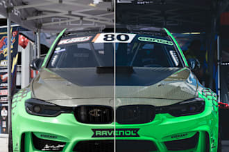 professional car photography, drift, motion and static shots