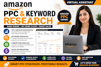 be your amazon virtual assistant for PPC, keyword research