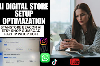 build ai powered digital product funnel for stan store gumroad payhip, kofi whop