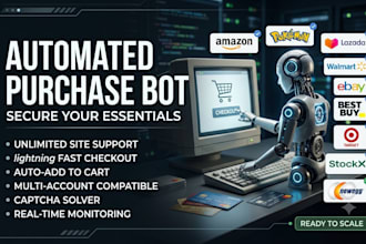 create auto  purchase bot, checkout bot, pokemon