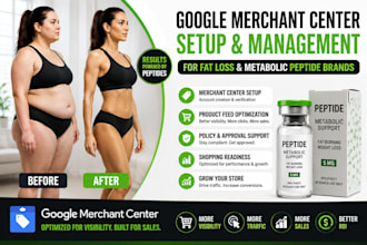 setup  google merchant center for fat loss and metabolic peptide brands