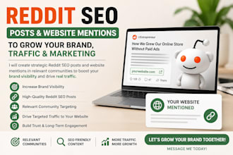 launch reddit seo post and website mention to grow brand marketing, traffic