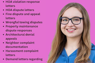 draft hoa dispute letters, violation responses, and property complaint documents
