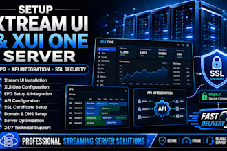 setup best xtream ui, xui one server, epg configuration, api integrate and ssl