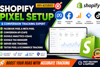 setup shopify facebook pixel, meta pixel, conversion API, ga4 and GTM tracking