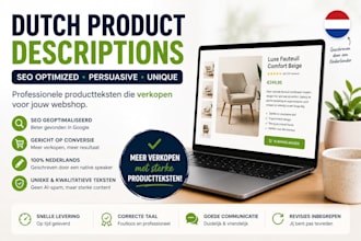 write SEO optimized dutch product descriptions for your webshop