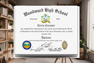make a realistic diploma, degree, ged high school transcript college certificate