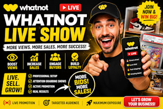 design a high converting whatnot live show thumbnail to boost views and sales