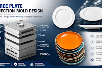 design professional three plate injection mold for plastic products