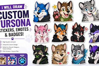 draw custom fursona stickers, furry emotes and badges