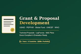 write technical and competitive grant proposals for usaid, global fund,