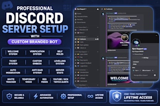 setup a professional discord server with custom branded bot