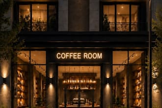 design a modern coffee shop interior and cafe concept