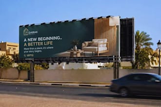 design 3d billboard, business signage, advertising board, real estate billboard