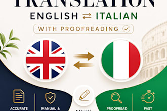 manually translate english to italian and italian to english with proofreading