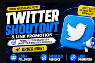 shoutout, promote website, share link to 800m twitter, fb, ig tiktok audience
