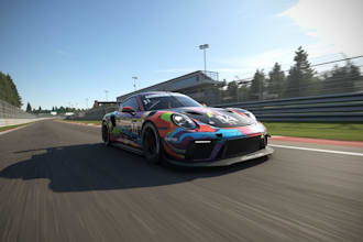 car racing game like assetto corsa, iracing with livery, assetto corsa track