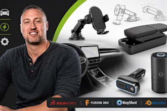 car accessory cad design, automotive 3d modeling, product rendering, prototype