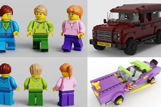 custom 3d lego model moc lego car 3d lego minifigure 3d print with instruction