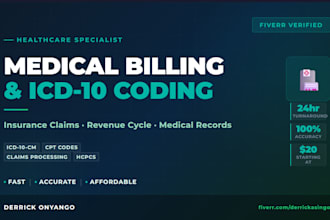 clean up and submit medical insurance claims with icd10 and cpt codes